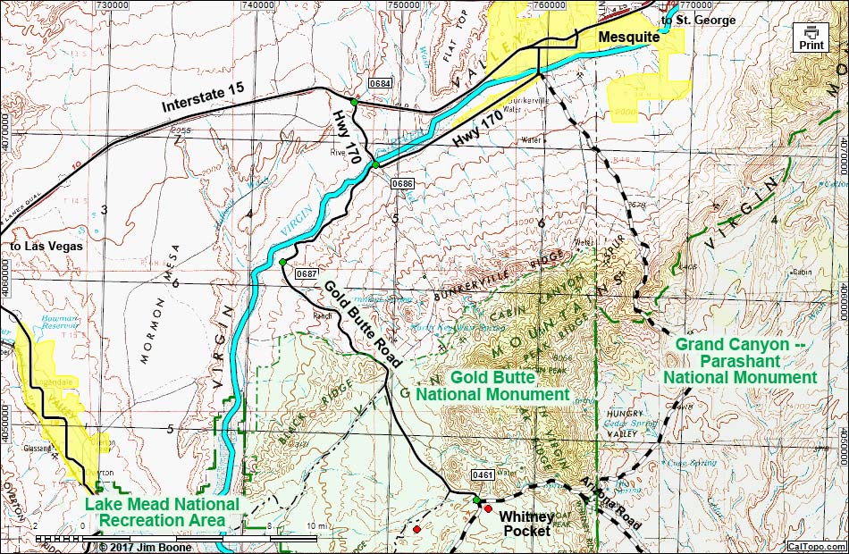 Gold Butte Map - North Section