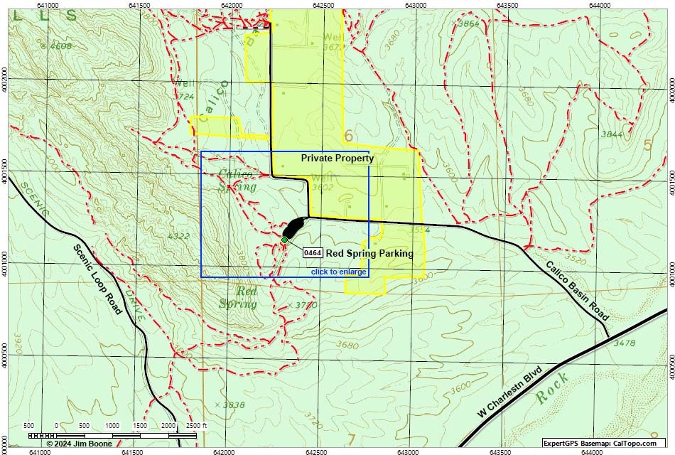 Calico Basin, Red Spring Area Map