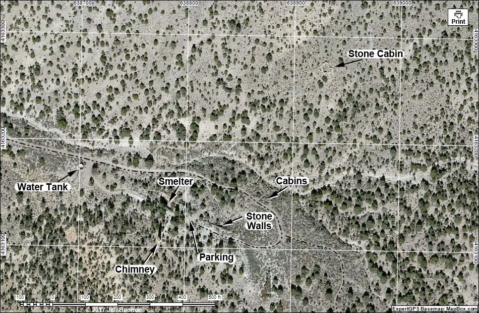 Crescent Mill Site and Chimney Map