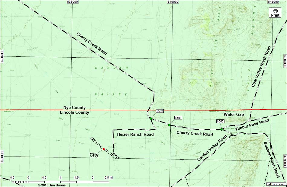 Cherry Creek Road Map -- Northwest Section