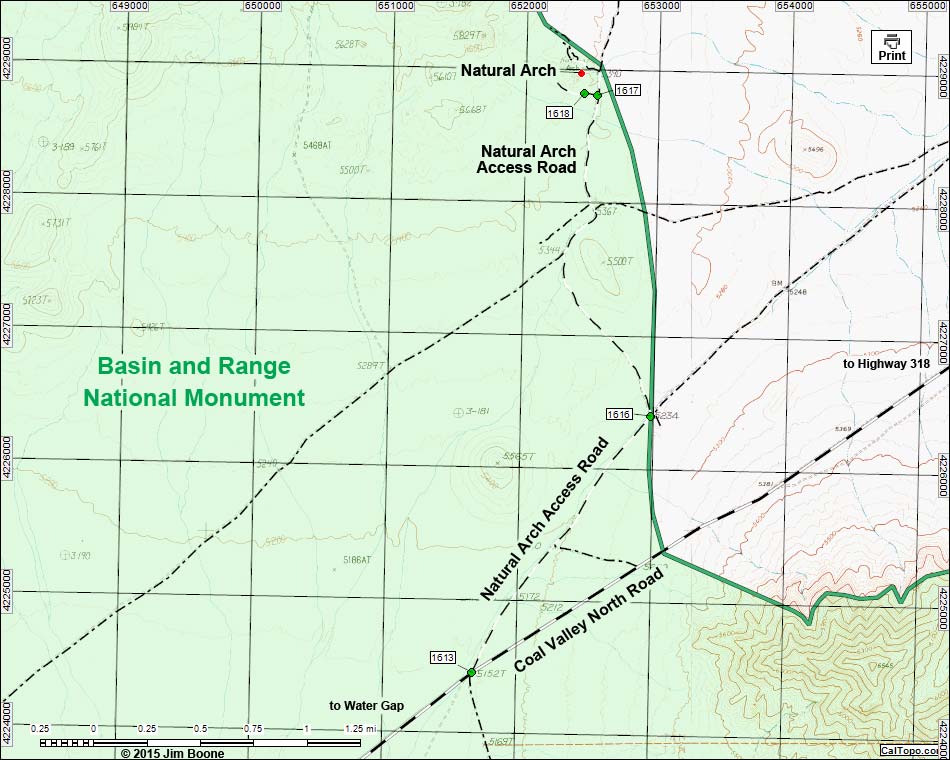 Natural Arch Access Road Map