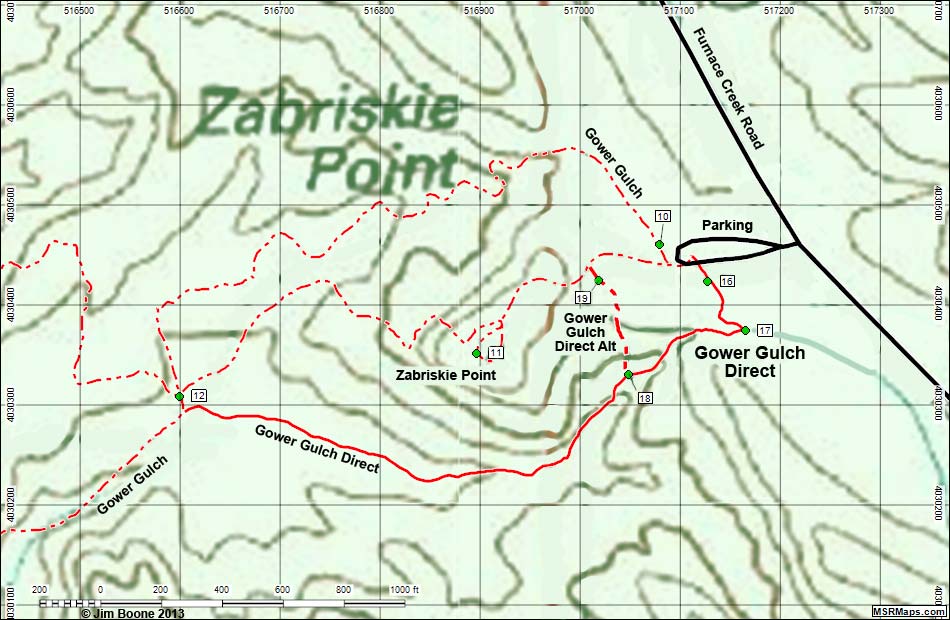 Gower Gulch Trail Map