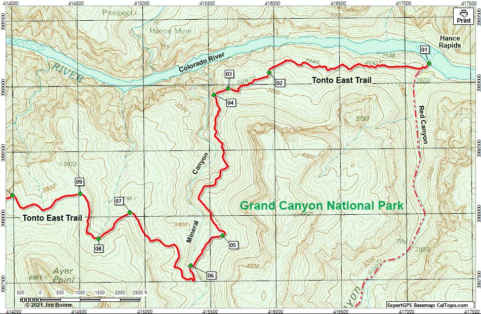 Tonto East Trail map