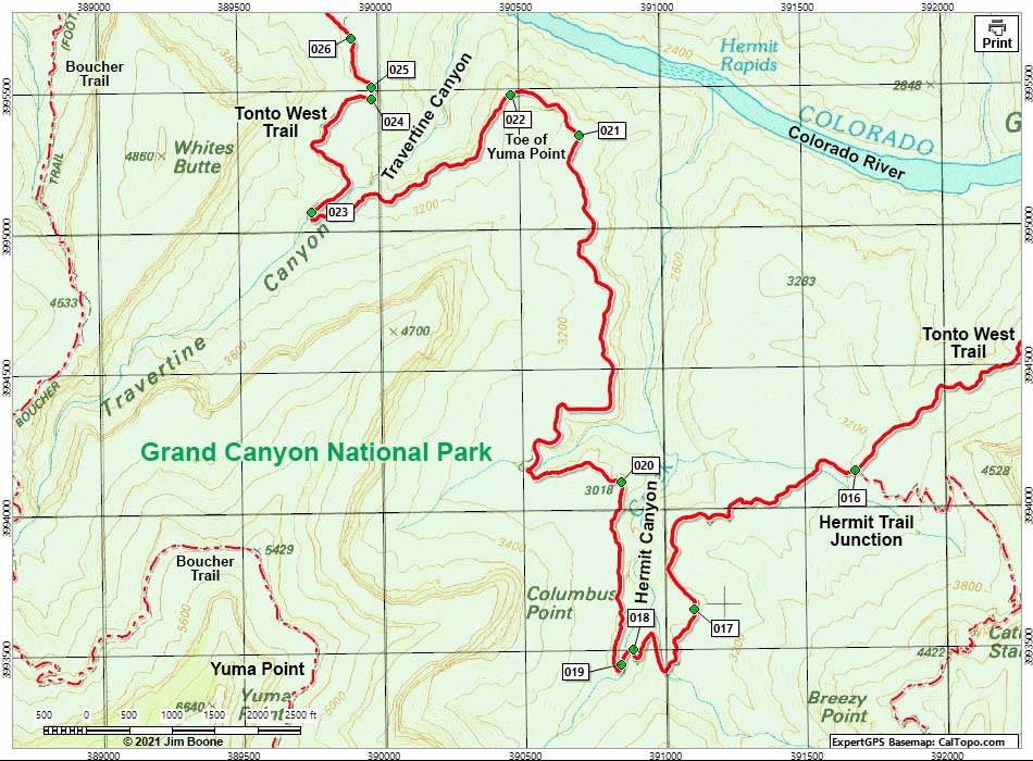 Tonto West Trail Map