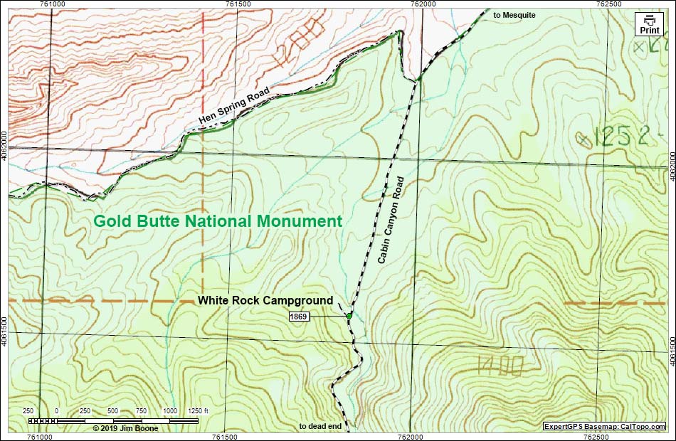 Cabin Spring Canyon Road Map