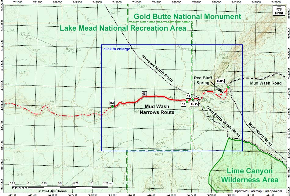 Mud Wash Narrows Map