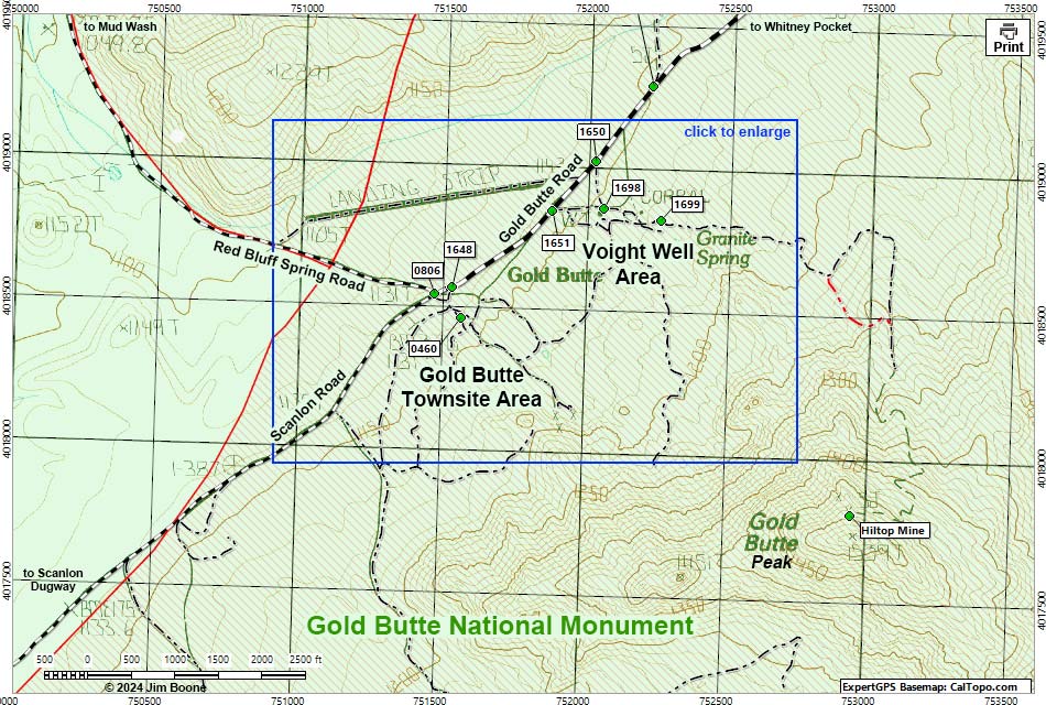 Gold Butte Townsite Area Map