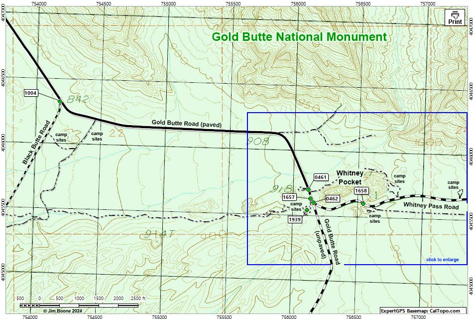 Whitney Pocket Area Map