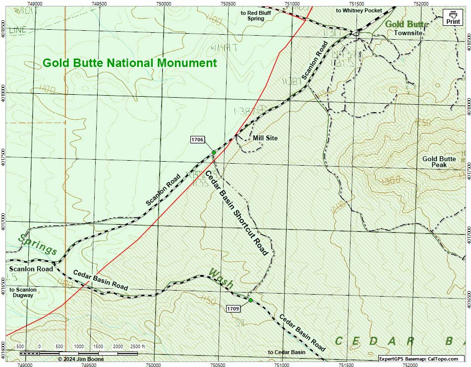 Cedar Basin Shortcut Road Map