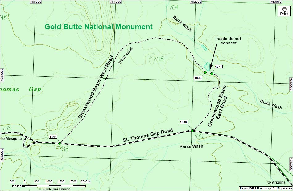 Greasewood Basin West Road Map