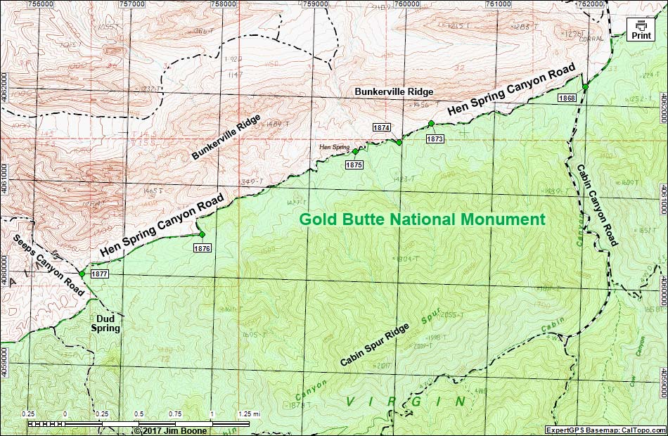 Hen Spring Canyon Road Map