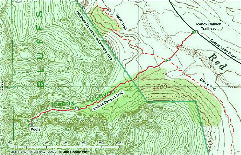 Icebox Canyon Map