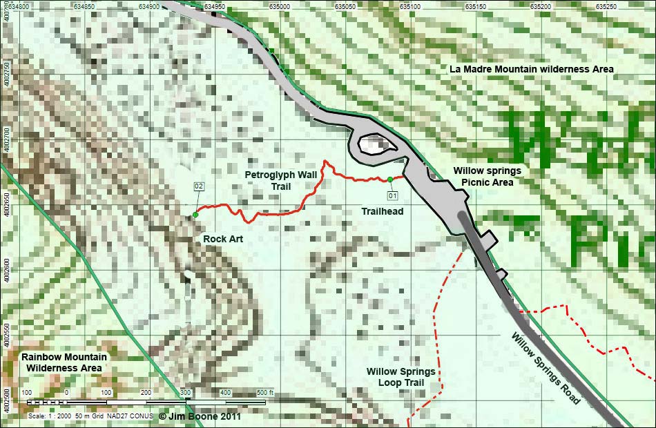 Petroglyph Wall Trail Map