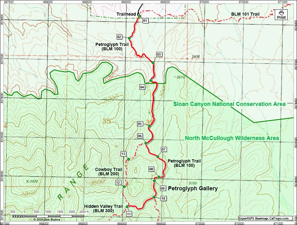 Sloan Canyon Petroglyph Gallery Map